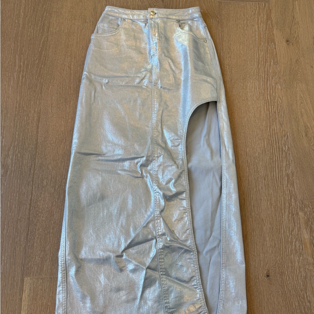 Anthropologie Pilcro Silver Metallic Skirt